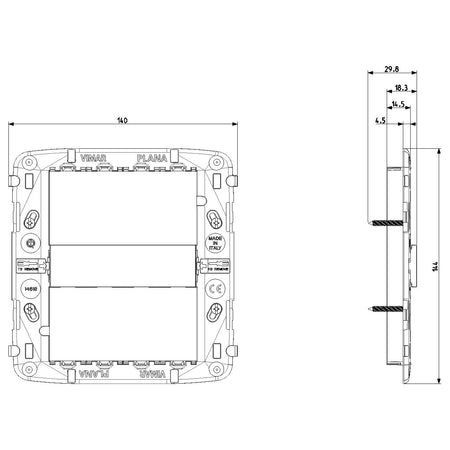 Vimar Plana 8 (4+4)-Module Mounting Frame with Screws, For V71318/V71718 Flush and 14788 Table Mounting Boxes — Quality Boat Parts
