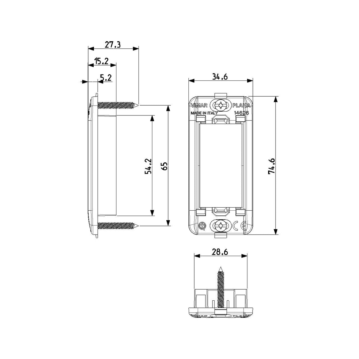 Vimar Plana 1-Module Panel-Mount Frame, With Screws, Thermoplastic — Quality Boat Parts