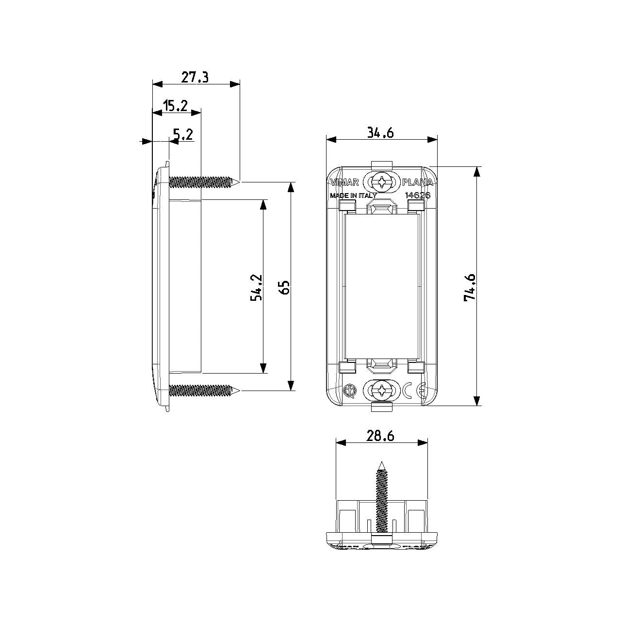 Vimar Plana 1-Module Panel-Mount Frame, With Screws, Thermoplastic — Quality Boat Parts