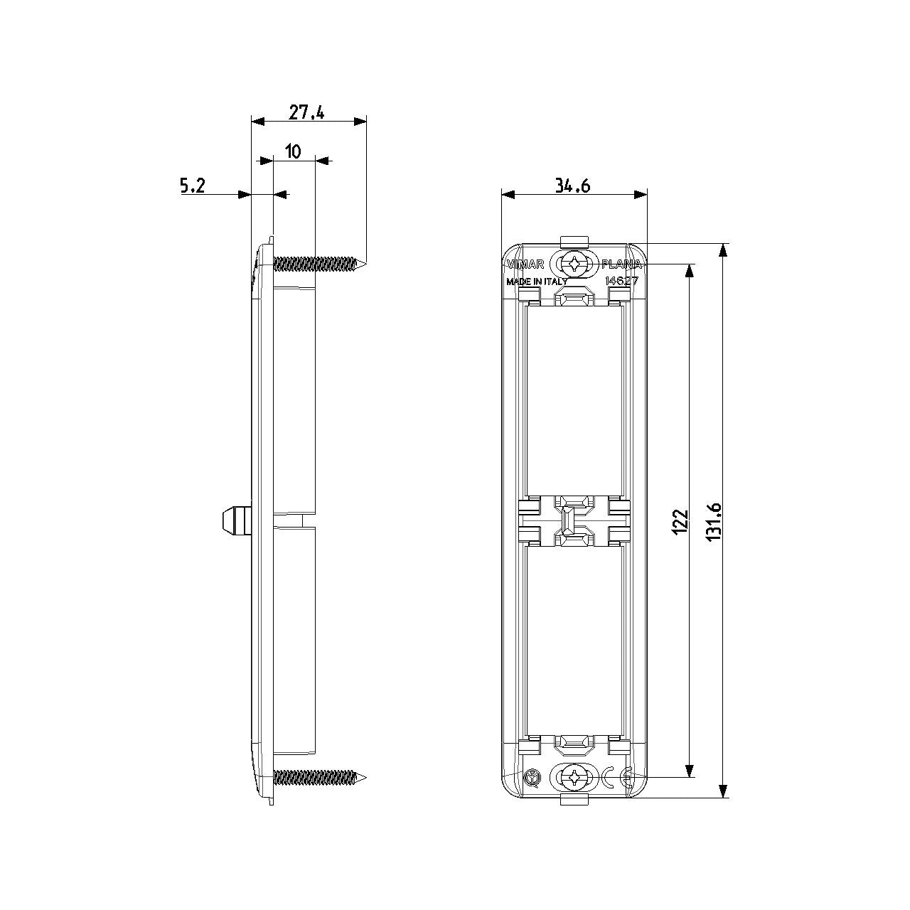 Vimar Plana 2-Module Panel-Mount Frame, With Screws, Thermoplastic — Quality Boat Parts