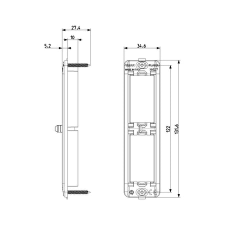 Vimar Plana 2-Module Panel-Mount Frame, With Screws, Thermoplastic — Quality Boat Parts