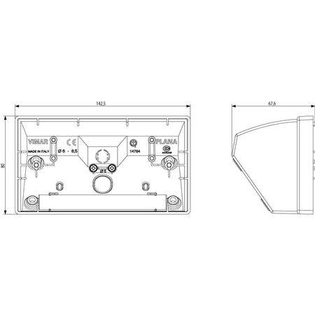 Vimar Plana 4-Module Table Mounting Box, Matt White Finish, Halogen-Free Plastic, IP20, Cable Entry, 142.5 x 80 x 67.6 mm — Quality Boat Parts