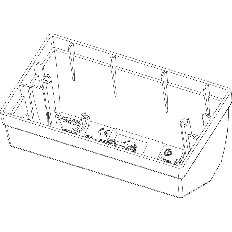 Vimar Plana 4-Module Table Mounting Box, Matt White Finish, Halogen-Free Plastic, IP20, Cable Entry, 142.5 x 80 x 67.6 mm — Quality Boat Parts