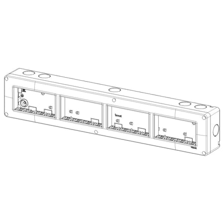 Vimar Isoset IP40 16-Module Surface Enclosure, For Eikon Arké and Plana, 4+4+4+4 Horizontal, Grey — Quality Boat Parts
