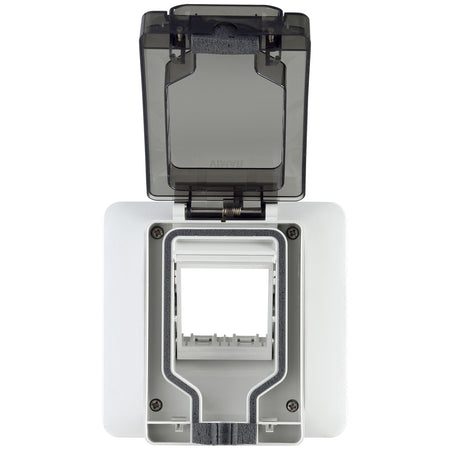 Vimar Isoset IP55 Enclosure With Inserted Socket, 2-Module, For Eikon/Arké/Plana Modules, For 3-Module Flush Mounting Box — Quality Boat Parts