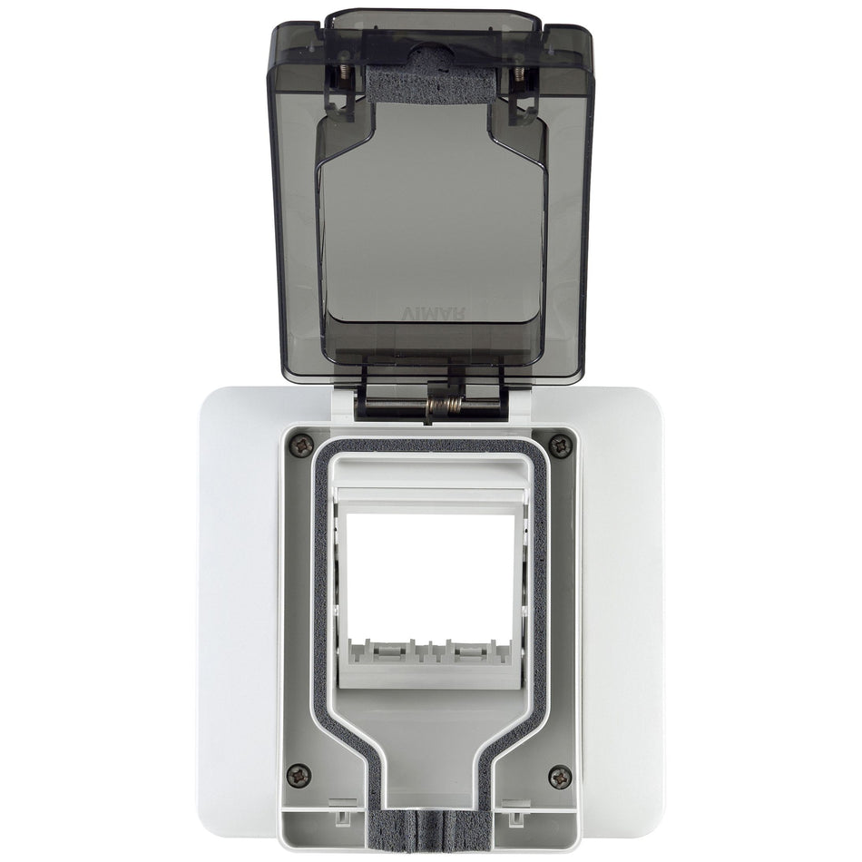 Vimar Isoset IP55 Enclosure With Inserted Socket, 2-Module, For Eikon/Arké/Plana Modules, For 3-Module Flush Mounting Box — Quality Boat Parts