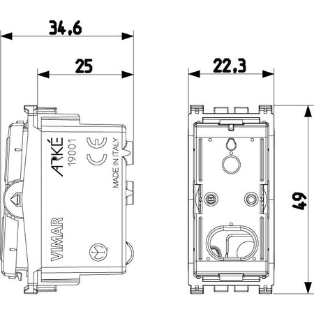 Vimar ARKÉ 1-Way Switch Mechanism, For 1-3 Module Button, 16AX 250V, IP40 — Quality Boat Parts