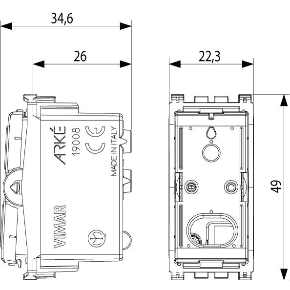 Vimar ARKÉ 1P NO Push Button Mechanism, 10A 250V, Illuminable, IP40 — Quality Boat Parts