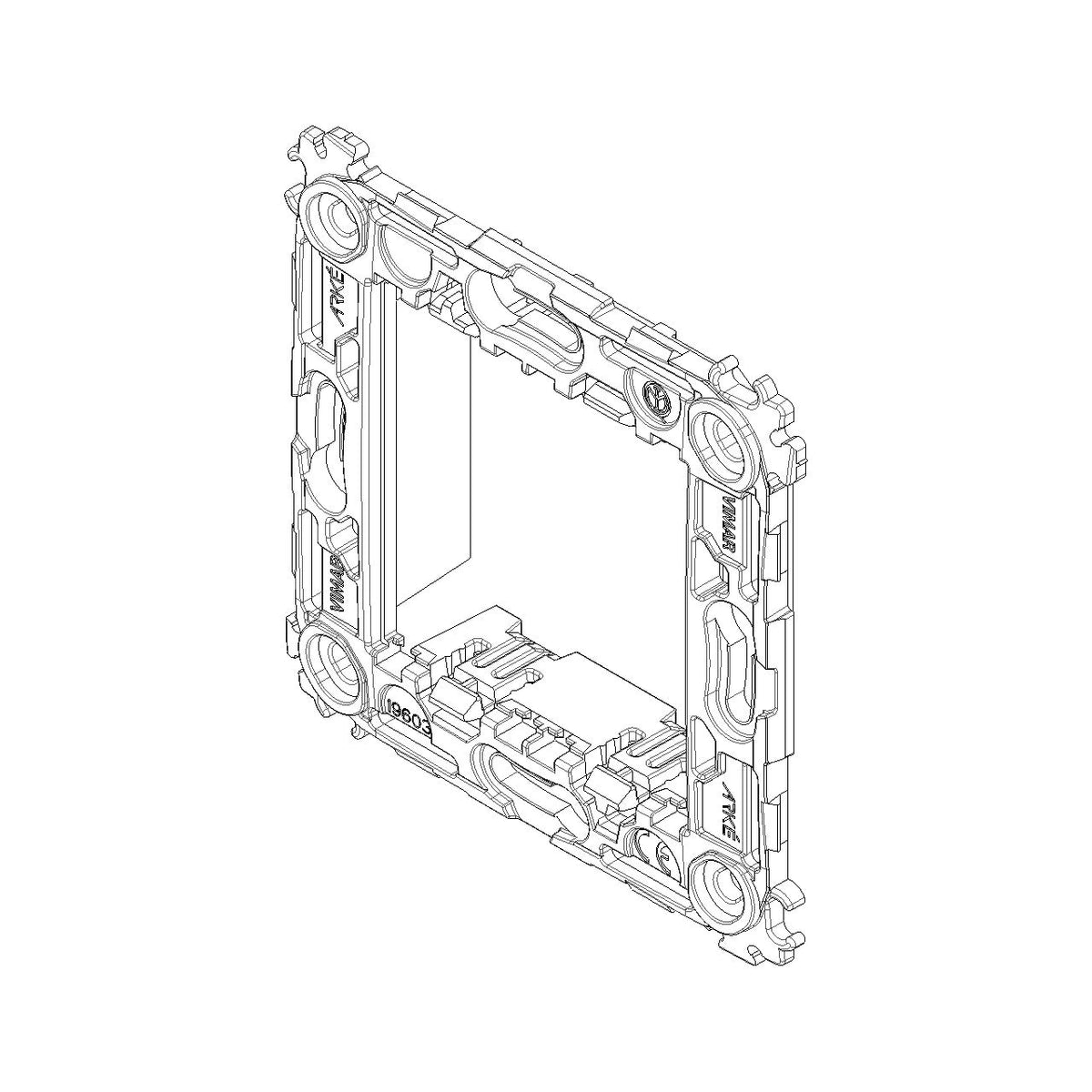 Vimar Arké 2-Module Mounting Frame, For 60 mm Fixing Centers or 56x56 mm Box, 71 mm Center Distance, Without Screws, Transparent Thermoplastic — Quality Boat Parts
