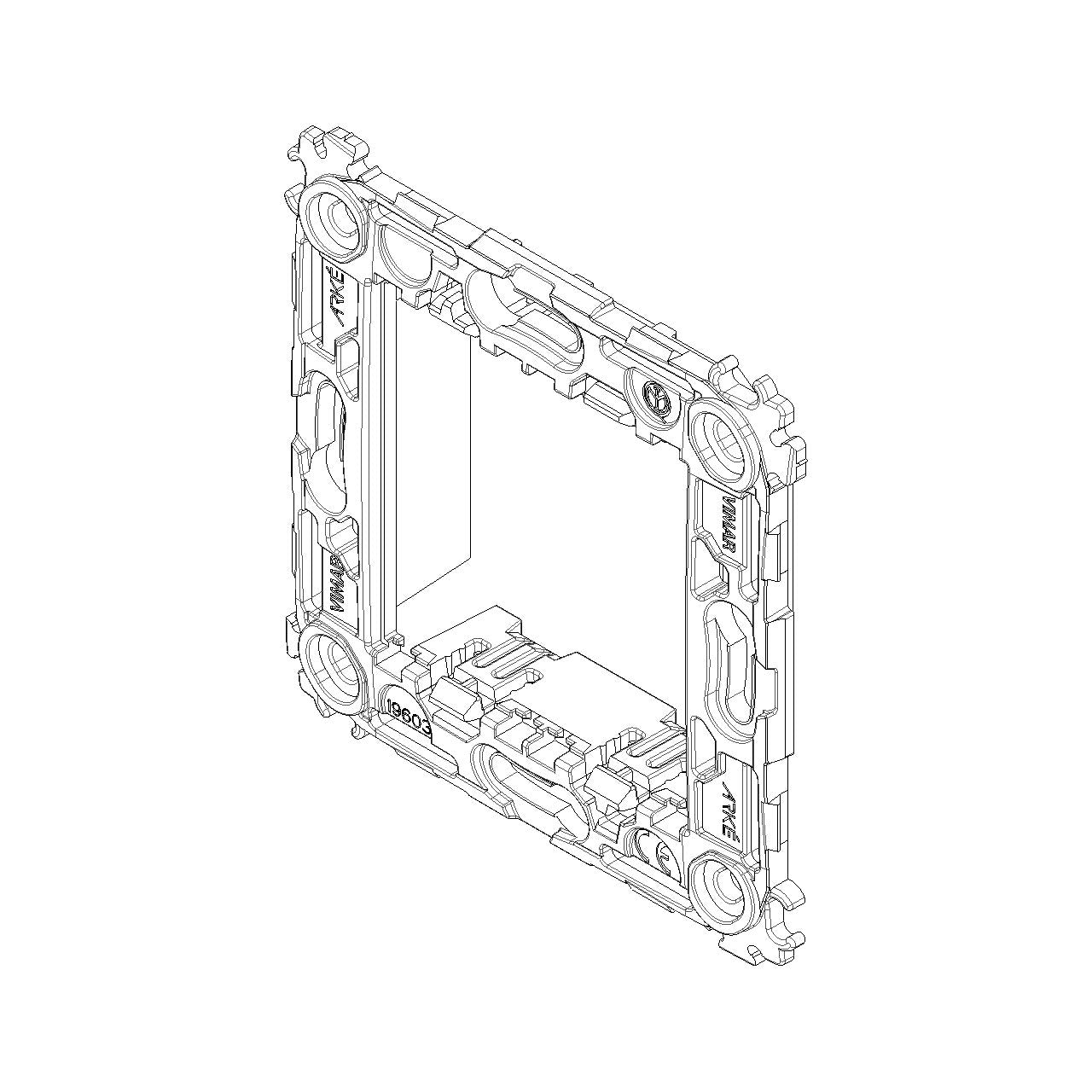 Vimar Arké 2-Module Mounting Frame, For 60 mm Fixing Centers or 56x56 mm Box, 71 mm Center Distance, Without Screws, Transparent Thermoplastic — Quality Boat Parts