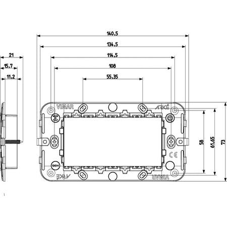 Vimar Arké 4-Module Mounting Frame, With Screws, Thermoplastic, Flush-Mount — Quality Boat Parts
