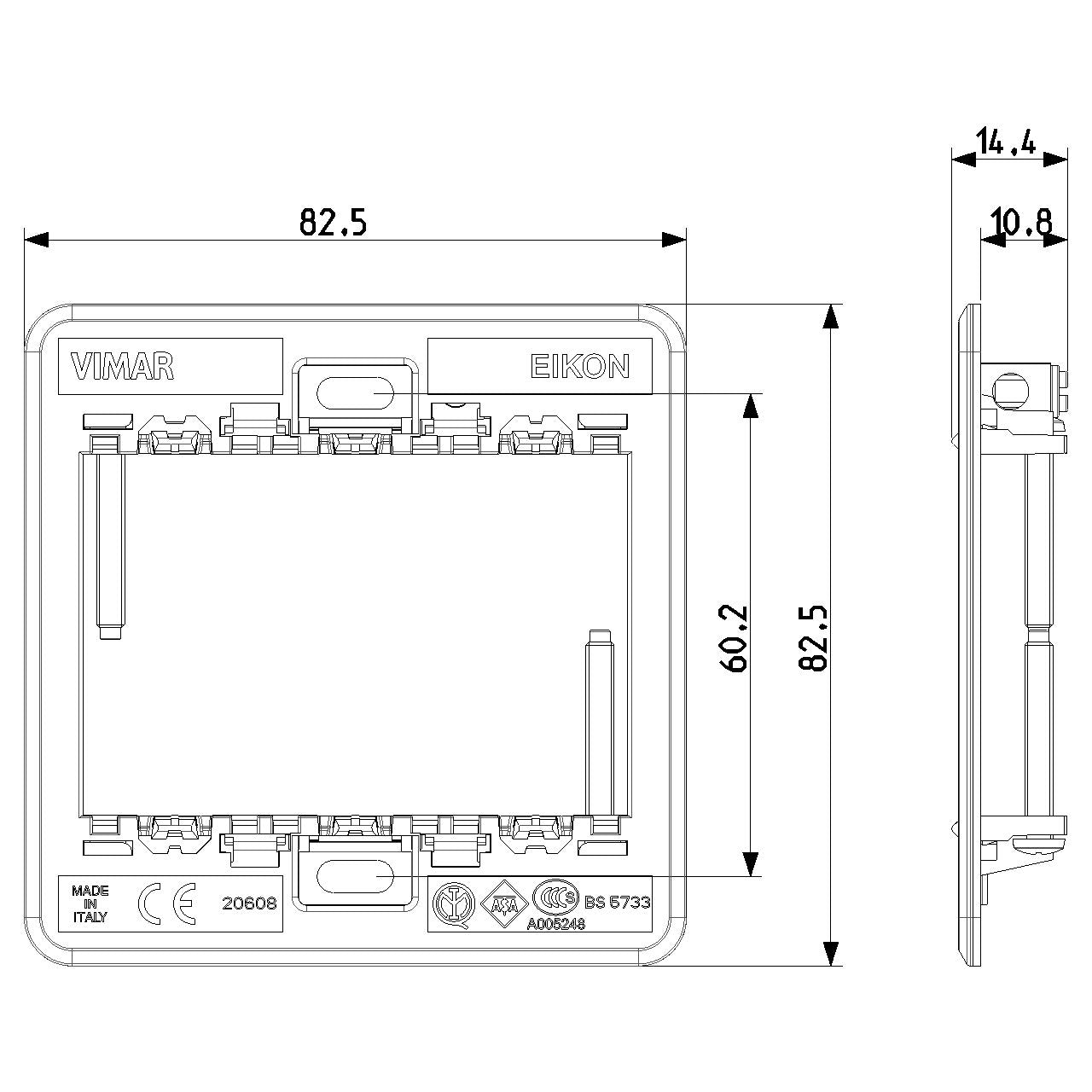 Vimar Eikon Frame 3M BS Mounting Frame, British Standard Boxes, With Screws — Quality Boat Parts