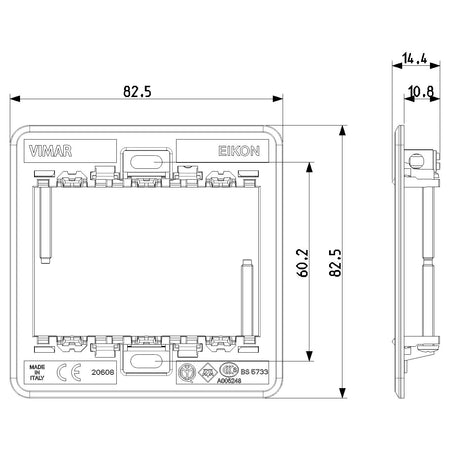 Vimar Eikon Frame 3M BS Mounting Frame, British Standard Boxes, With Screws — Quality Boat Parts