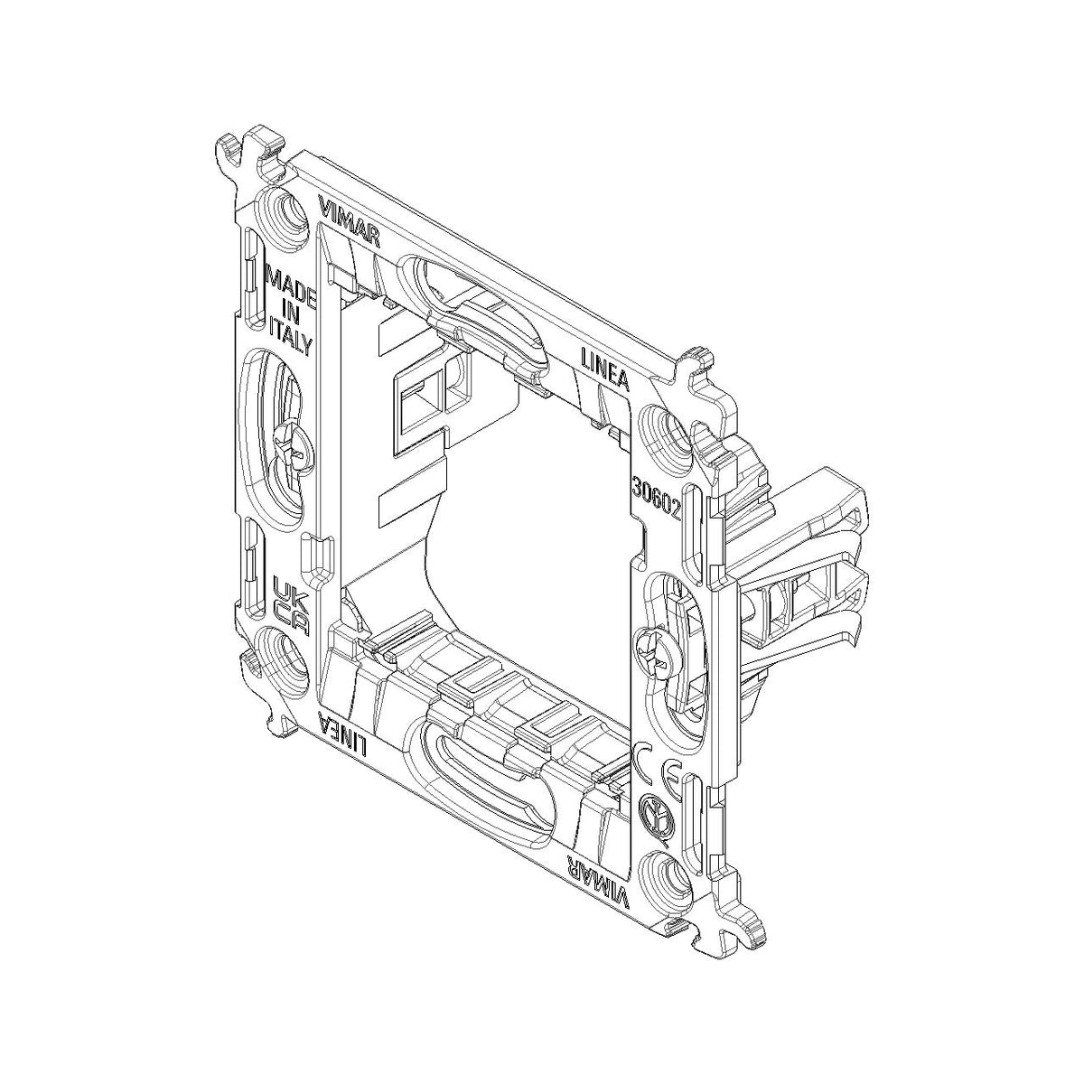 Vimar LINEA 2-Module Mounting Frame, With Claws, For 60 mm Round Flush-Mount Box, 71 mm Center Distance, Thermoplastic — Quality Boat Parts