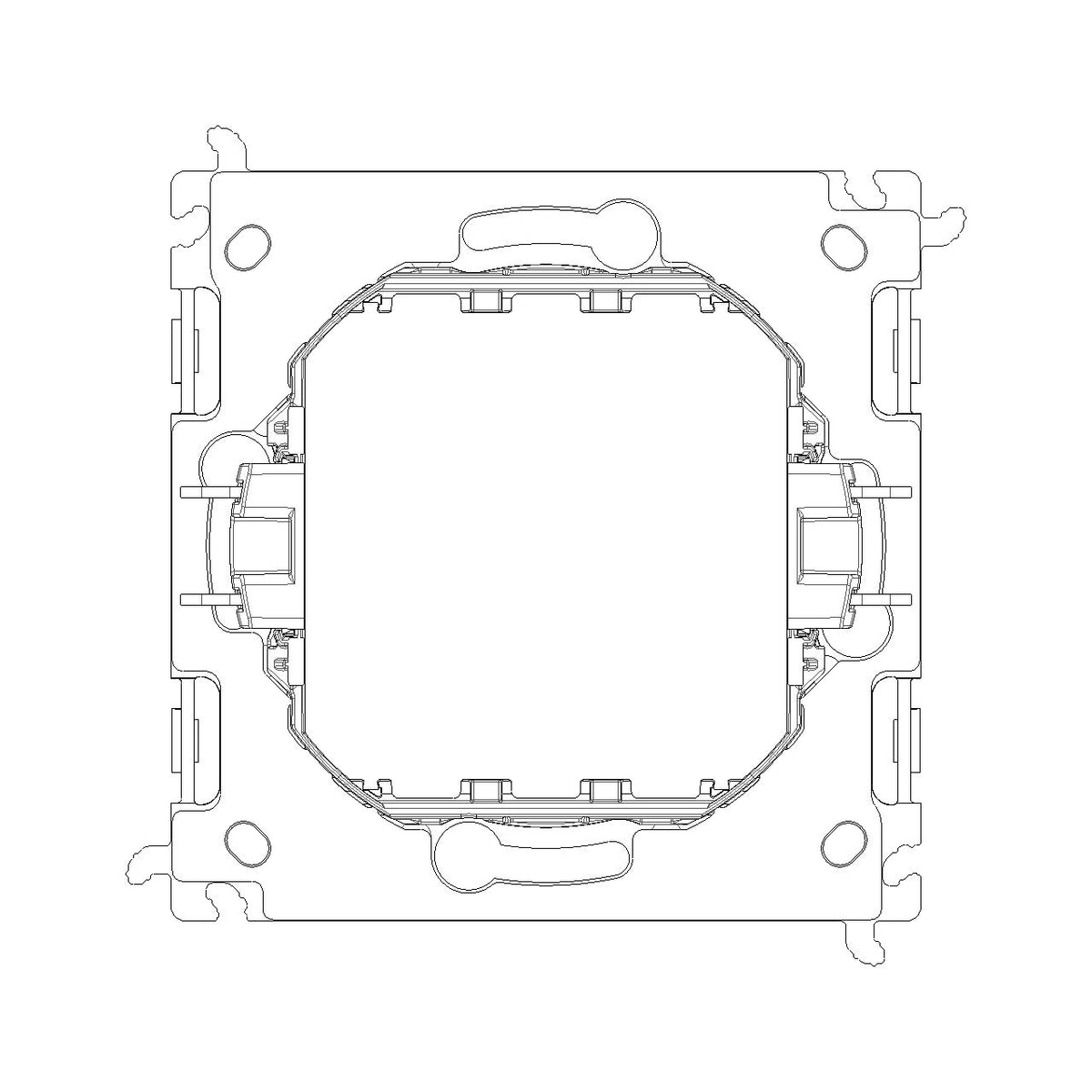 Vimar LINEA 2-Module Mounting Frame, With Claws, For 60 mm Round Flush-Mount Box, 71 mm Center Distance, Thermoplastic — Quality Boat Parts