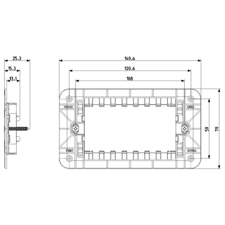 Vimar Linea 4-Module Mounting Frame, Flush Mount, With Screws, Thermoplastic — Quality Boat Parts