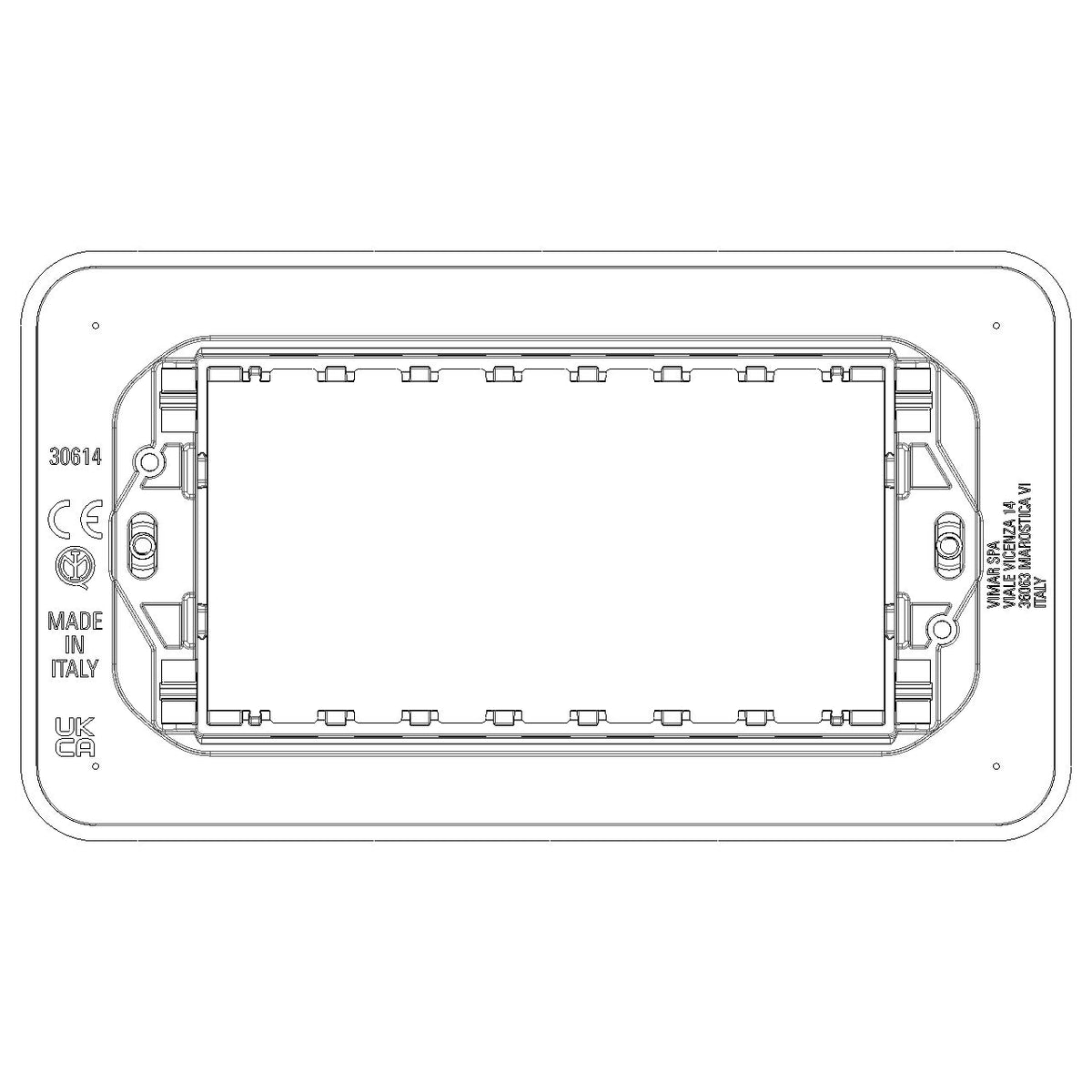 Vimar Linea 4-Module Mounting Frame, Flush Mount, With Screws, Thermoplastic — Quality Boat Parts