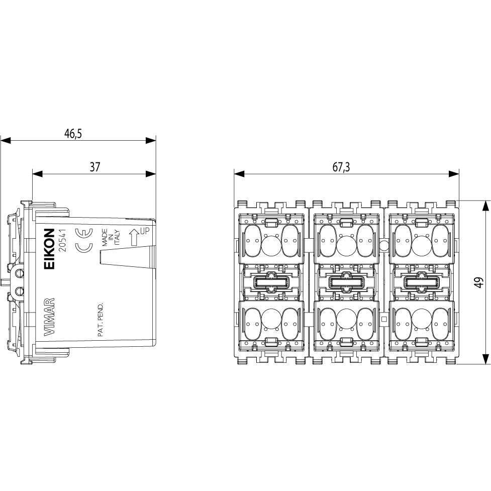 Vimar Eikon 3-Module 3-Rocker Push Button, For By-me Plus, 1M/2M Interchangeable Buttons, BUS 29V, IP40 — Quality Boat Parts
