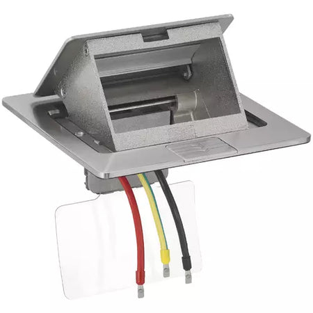 Vimar 3-Module Flush-Mount Floor Turret, For Eikon/Arké/Plana/Neve Devices, 120x120x60.5 mm, 3 Conduit Inlets, Metal, Includes Mounting Frame — Quality Boat Parts