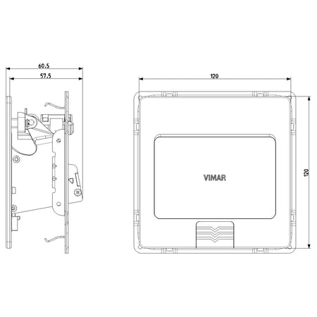 Vimar 3-Module Flush-Mount Floor Turret, For Eikon/Arké/Plana/Neve Devices, 120x120x60.5 mm, 3 Conduit Inlets, Metal, Includes Mounting Frame — Quality Boat Parts