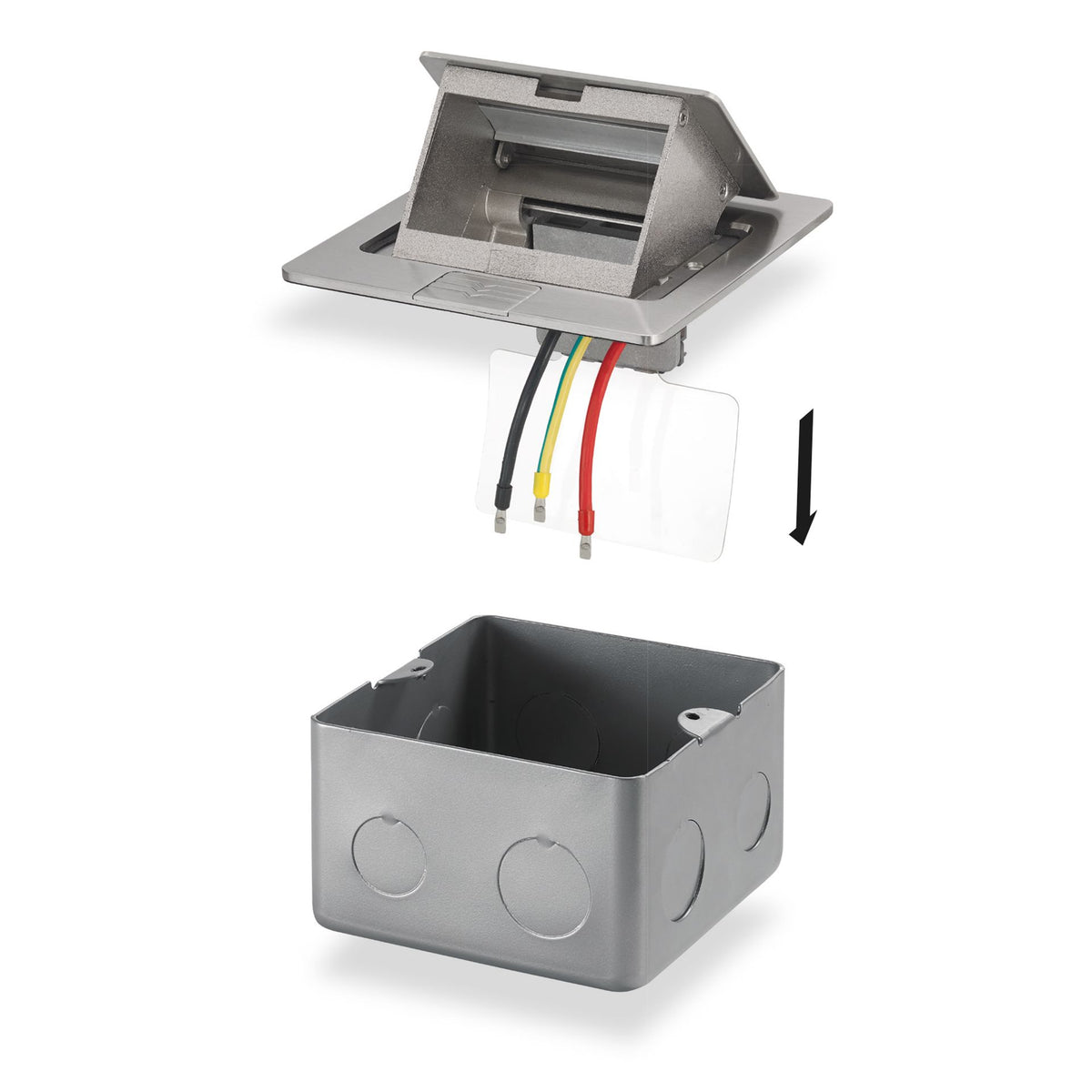 Vimar Flush Mounting Box for Floor Box, 3-Module, Zinc-Plated Metal — Quality Boat Parts