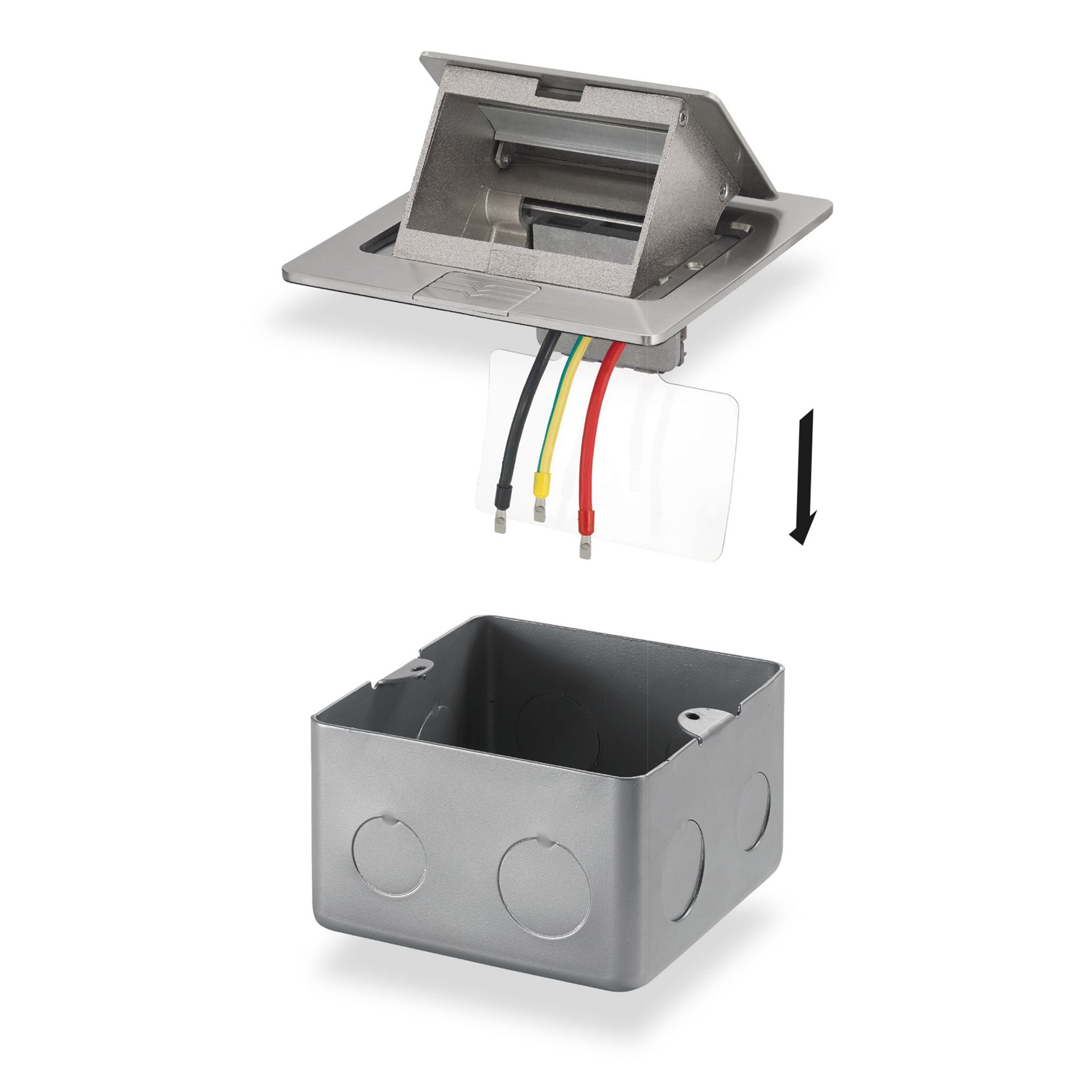 Vimar Flush Mounting Box for Floor Box, 3-Module, Zinc-Plated Metal — Quality Boat Parts