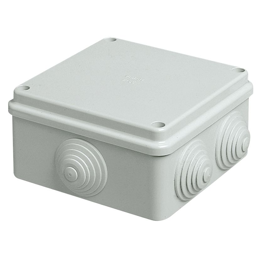 Vimar IP55 Surface-Mount Junction Box, 100x100x50mm, 6 Inlets, RAL 7035 Grey — Quality Boat Parts