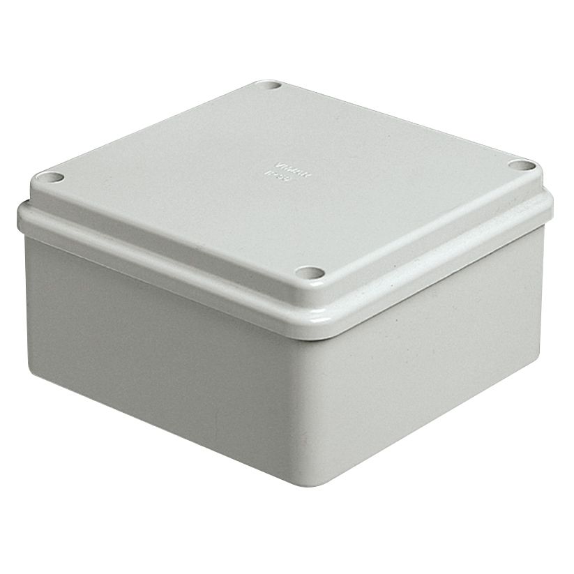 Vimar Surface-Mount Junction Box, IP56, 100 x 100 x 50 mm, Undrilled Walls, Blind Cover, Stainless Steel Screws, RAL 7035 Grey — Quality Boat Parts