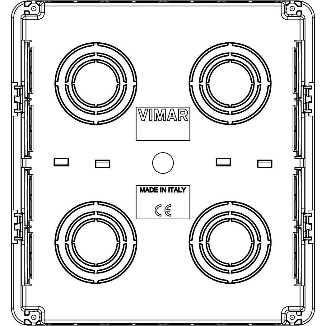 Vimar 8-Module Rectangular Flush Mounting Box, For Masonry Walls, Glow Wire 650°C, Halogen-Free Plastic, 20/25 mm Conduit Knockouts, Light Blue — Quality Boat Parts