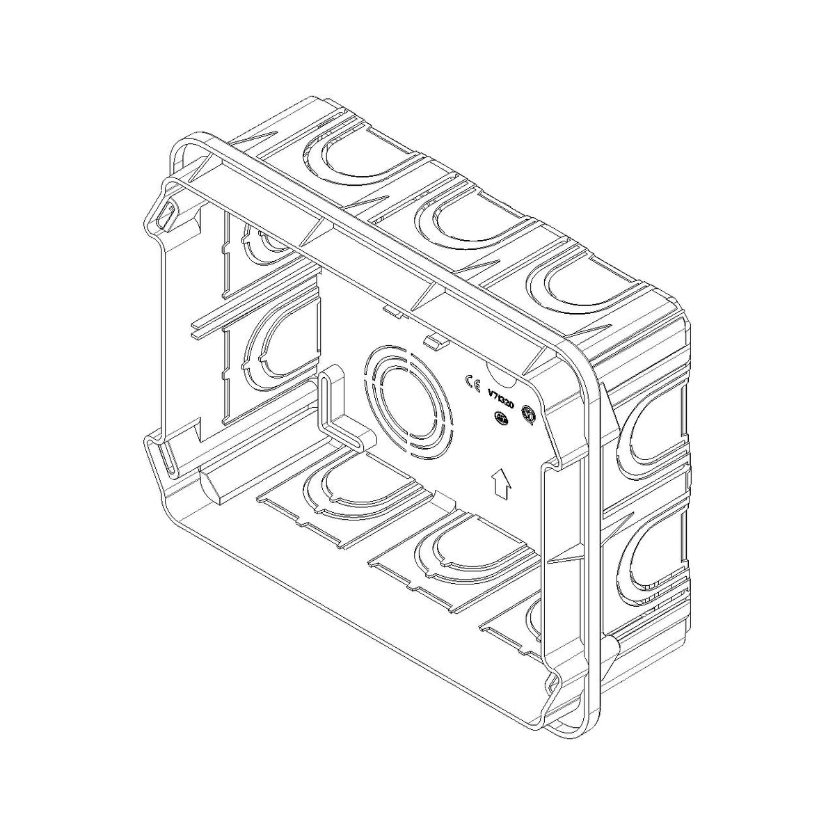 Vimar 12/14-Module Flush Mounting Box, For Masonry Walls, Rectangular, 134x180x50 mm, Halogen-Free Plastic, Glow Wire 650C, 20/25 mm Conduit Knockouts, Light Blue — Quality Boat Parts