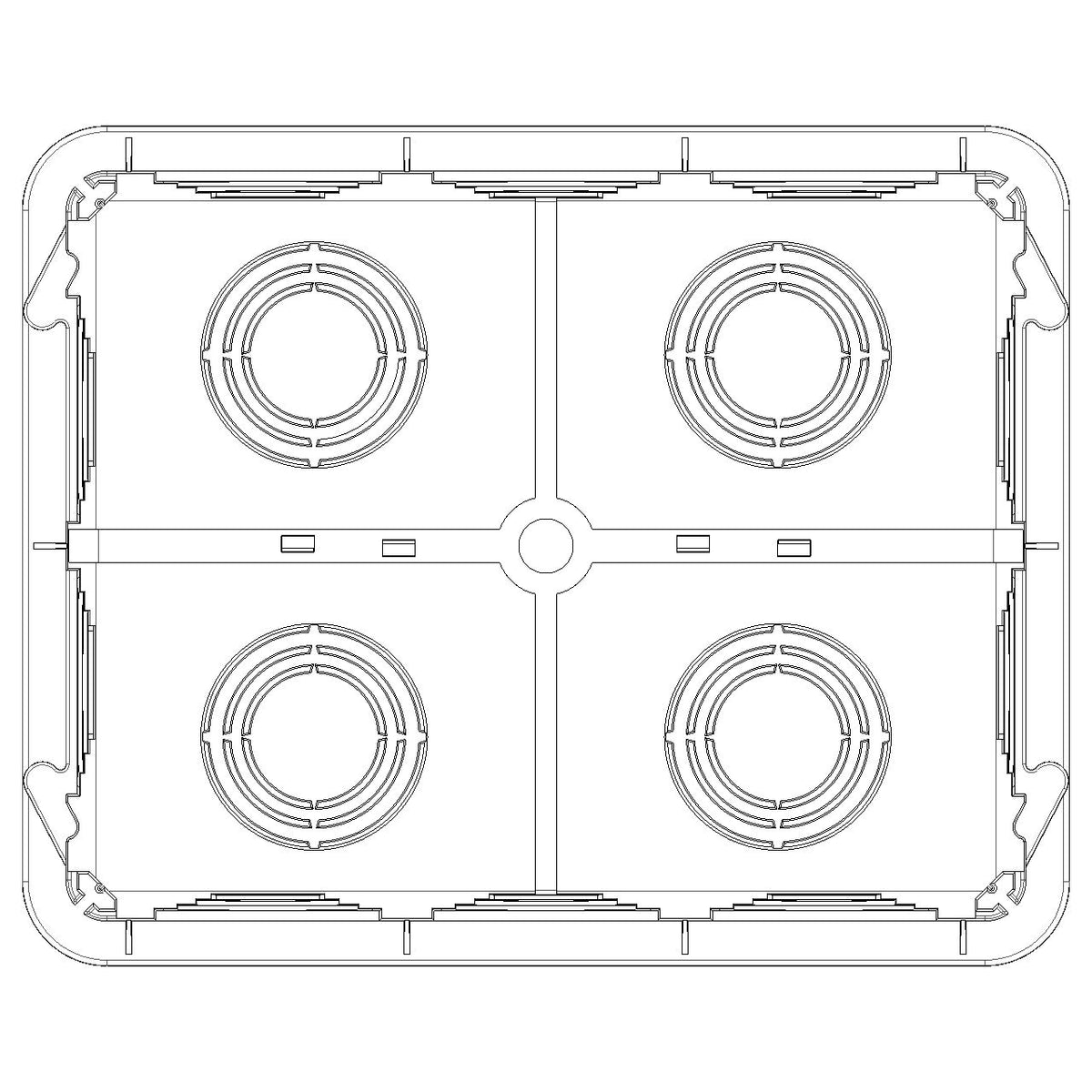 Vimar 12/14-Module Flush Mounting Box, For Masonry Walls, Rectangular, 134x180x50 mm, Halogen-Free Plastic, Glow Wire 650C, 20/25 mm Conduit Knockouts, Light Blue — Quality Boat Parts