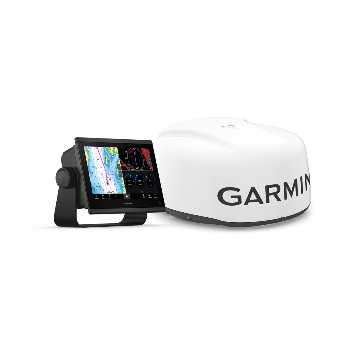 Garmin GPSMAP 1223xsv HD3 Radar Pack, 12 in IPS Touchscreen, GMR 18 HD3 4 kW Radar Dome, SideVü/ClearVü and Traditional CHIRP Sonar, NMEA 2000, IPX7 — Quality Boat Parts