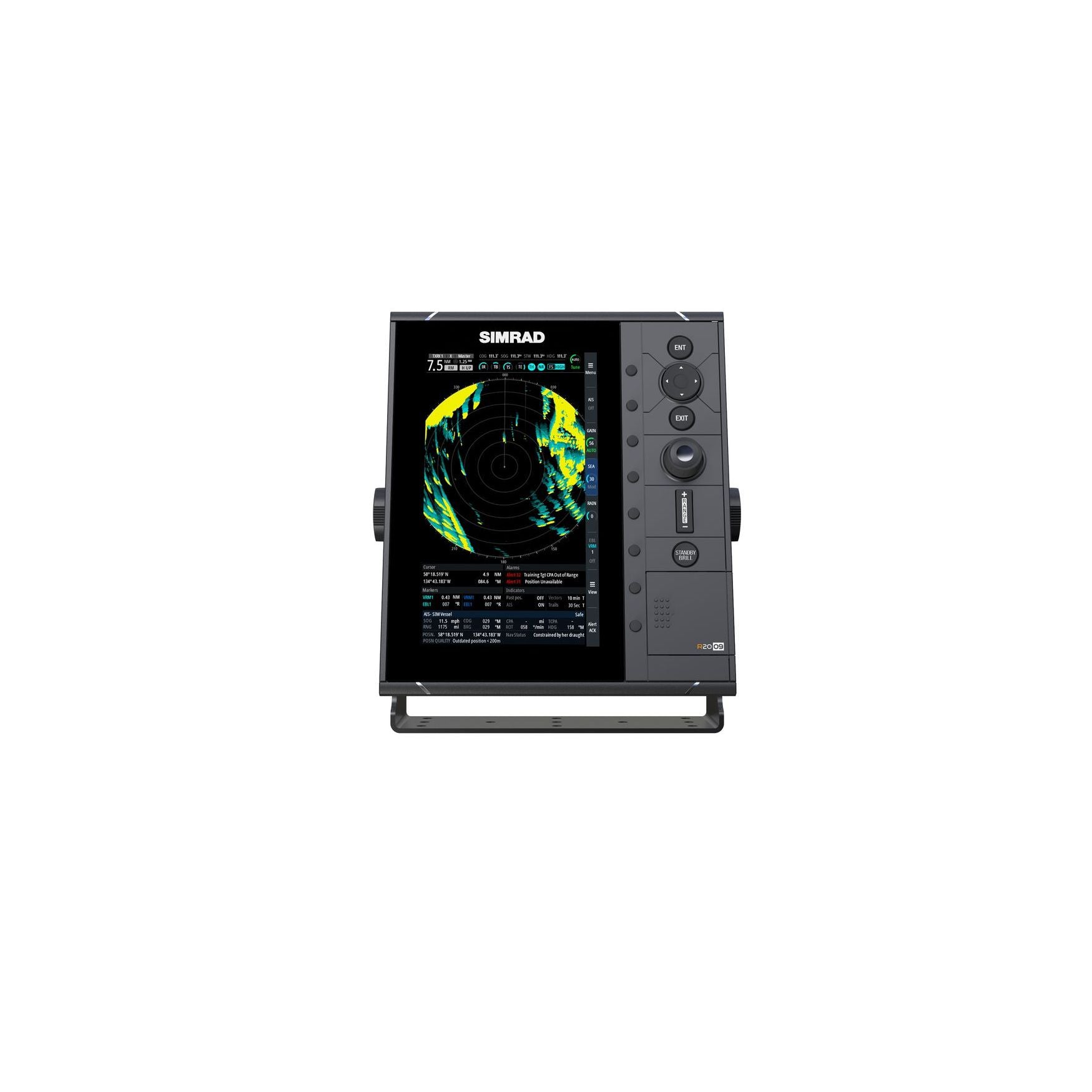 Simrad R2009 Radar Control Unit, For HALO & Broadband 3G/4G & HD Digital Radar, 9 in Portrait Display, 12-24V DC, IPX7, Ethernet & NMEA 2000 & 2x NMEA 0183, Flush or Bracket Mount — Quality Boat Parts