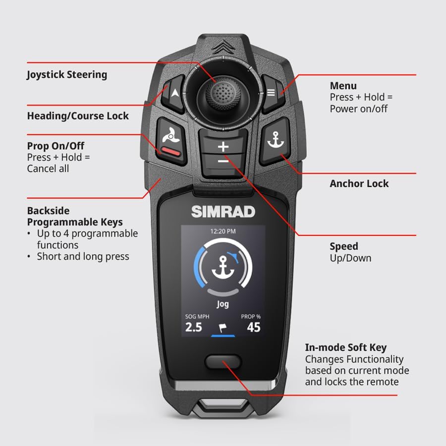 Simrad FreeSteer Joystick Remote, For RECON, Anchor Jog, 2in LCD — Quality Boat Parts