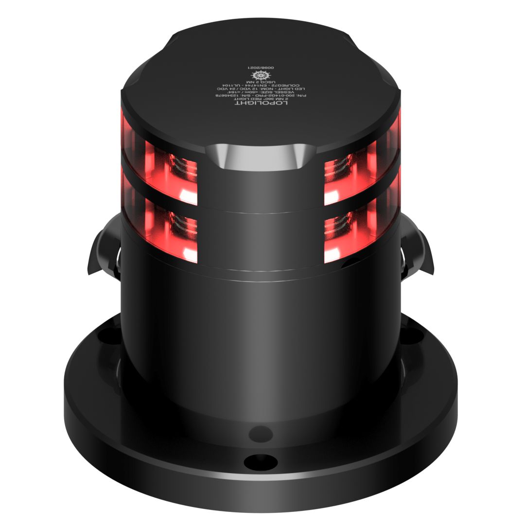 Lopolight PRO Series 360° Double Red Navigation Light, 3NM Visibility, 20-32VDC, IP68, Built-In De-Icing — Quality Boat Parts