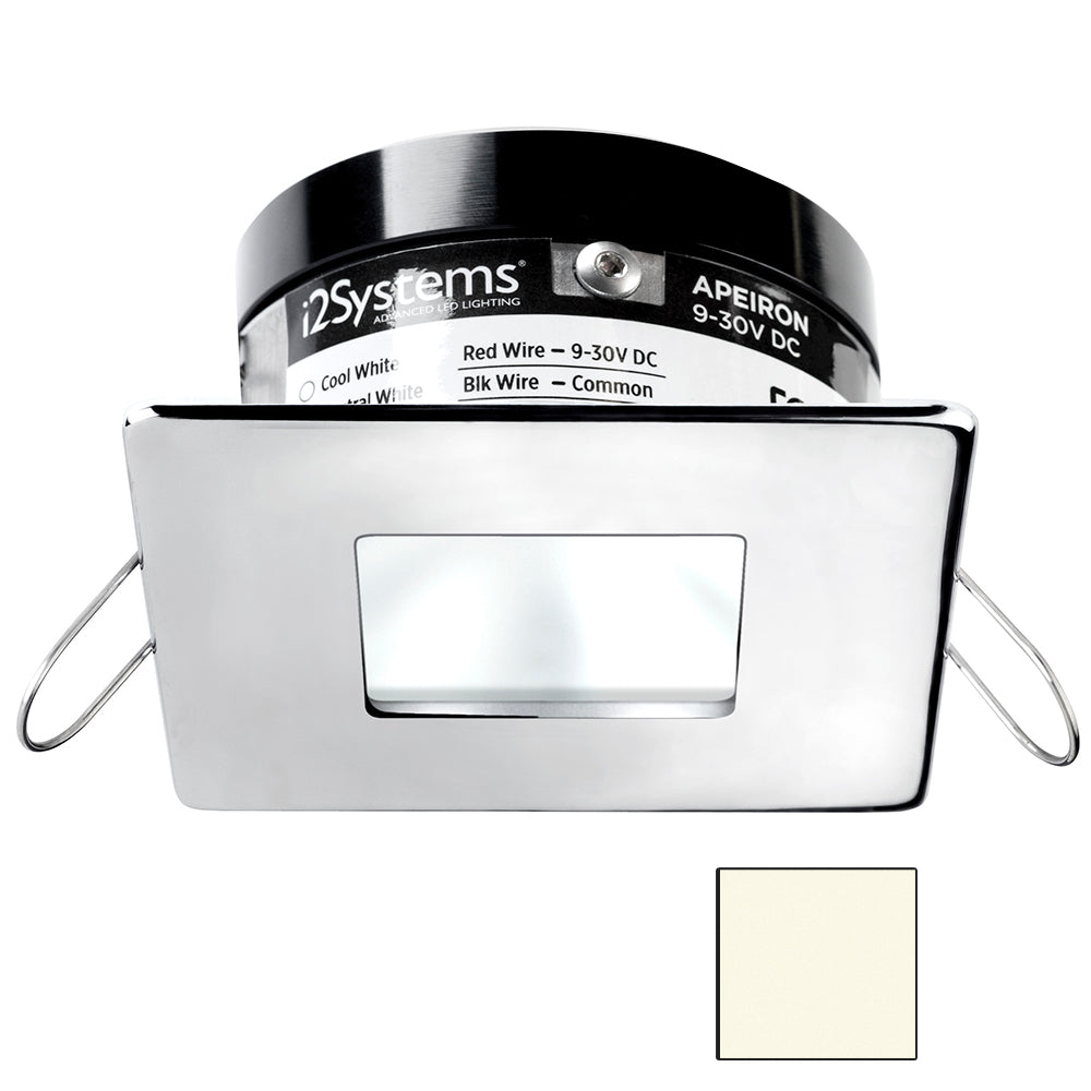 i2Systems Apeiron Pro A503 Spring Mount LED Downlight, 3W, 9-30VDC, IP67, Square/Square, Neutral White, Polished Chrome Finish — Quality Boat Parts