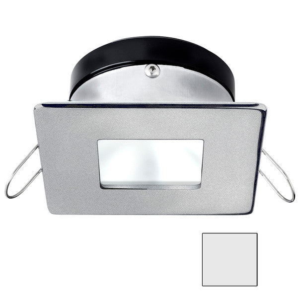 i2Systems Apeiron A1110Z LED Spring Mount Downlight, Square/Square Bezel, Brushed Nickel Finish, 6500K Cool White, 9-30V DC, IP67, 4.5W — Quality Boat Parts