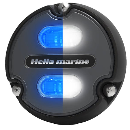 Hella Marine Apelo A1 LED Underwater Light, Blue/White, 9-32V, 1800 Lumens, IP68/IP69, Surface Mount, Black Housing, Charcoal Lens — Quality Boat Parts