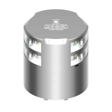 Lopolight Double-Stacked 360° Navigation Light, 3NM, White Light, Silver Anodized, 10-32VDC, IP68 — Quality Boat Parts