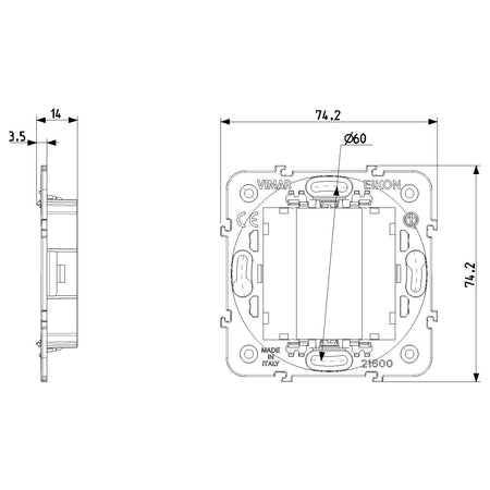 Vimar Eikon 1-Module Mounting Frame, No Screws, For 60 mm or 56 x 56 mm Boxes — Quality Boat Parts