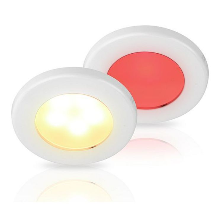 Hella Marine EuroLED 75 Dual Colour LED Downlight, Warm White/Red, 12V DC (9-16V), IP6K7, IP6K9K, Screw Mount, PWM or Resistive Dimming, 190 lm — Quality Boat Parts