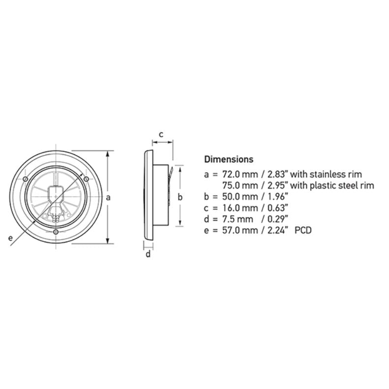 Hella Marine EuroLED 75 Dual Colour LED Downlight, Warm White/Red, 12V DC (9-16V), IP6K7, IP6K9K, Screw Mount, PWM or Resistive Dimming, 190 lm — Quality Boat Parts