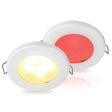 Hella Marine EuroLED 75 Dual Colour Recessed LED Downlight, Warm White and Red Light, 12V, 9-16V, Spring Mount, IP67, 190 lm — Quality Boat Parts