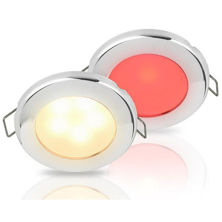 Hella Marine EuroLED 75 Dual Colour Recessed LED Downlight, Warm White and Red Light, 12V, 9-16V, Spring Mount, IP67, 190 lm — Quality Boat Parts