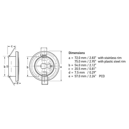Hella Marine EuroLED 75 Dual Colour Recessed LED Downlight, Warm White and Red Light, 12V, 9-16V, Spring Mount, IP67, 190 lm — Quality Boat Parts