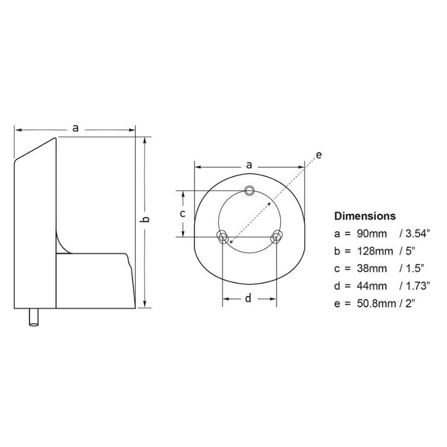 Hella Marine NaviLED PRO Deck Mount Adaptor, Horizontal Surface Mount, 128 x 90 x 90mm, UV/Saltwater/Impact-Resistant Acrylic, Cable Gland Space — Quality Boat Parts
