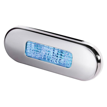 Hella Marine 0869 Surface Mount Oblong LED Courtesy Lamp, 12/24V DC, IP67, Polished 316 Stainless Steel Bezel, 84 mm Wide — Quality Boat Parts