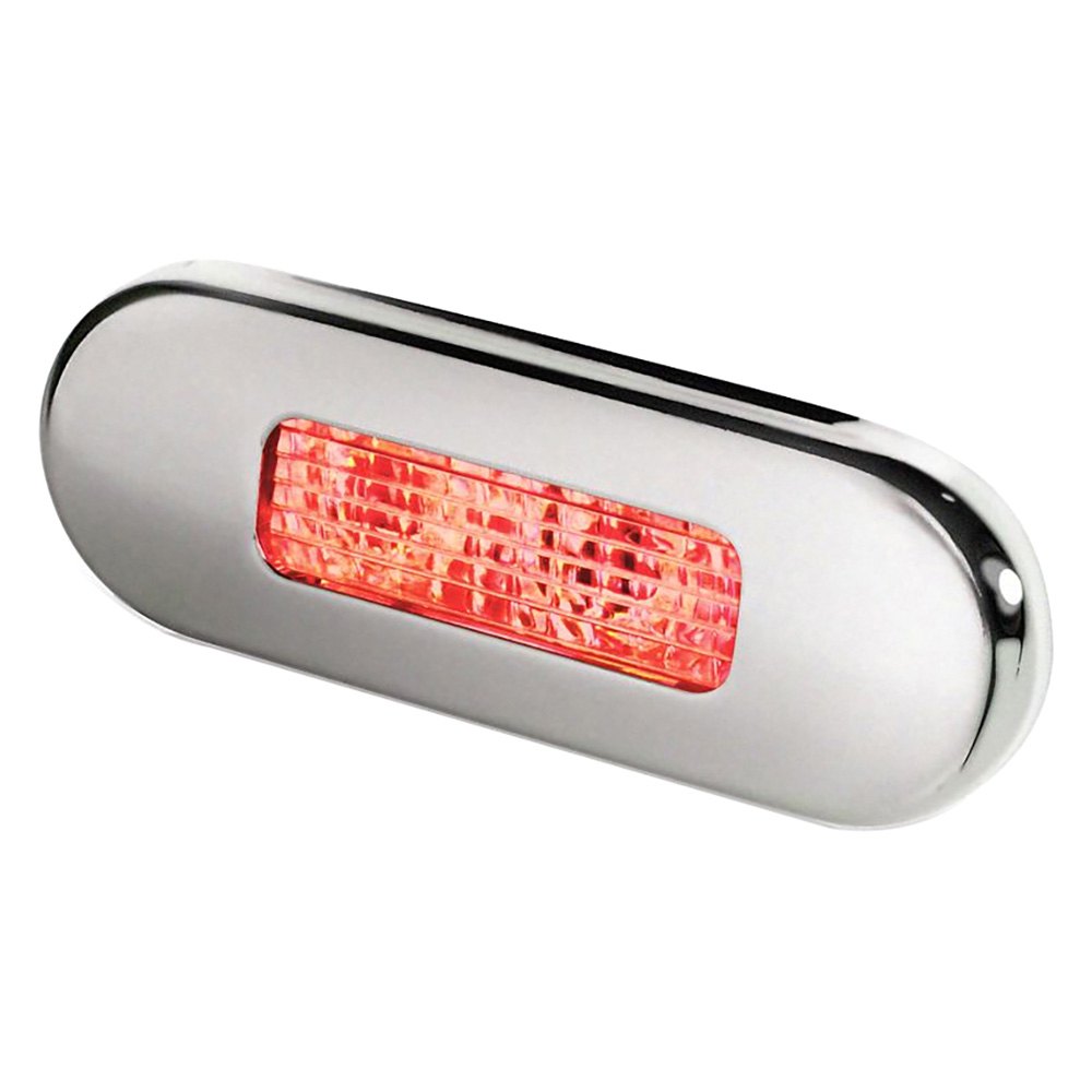 Hella Marine 0869 Surface Mount Oblong LED Courtesy Lamp, 12/24V DC, IP67, Polished 316 Stainless Steel Bezel, 84 mm Wide — Quality Boat Parts