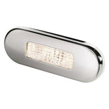 Hella Marine 0869 Surface Mount Oblong LED Courtesy Lamp, 12/24V DC, IP67, Polished 316 Stainless Steel Bezel, 84 mm Wide — Quality Boat Parts