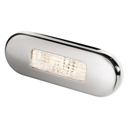 Hella Marine 0869 Surface Mount Oblong LED Courtesy Lamp, 12/24V DC, IP67, Polished 316 Stainless Steel Bezel, 84 mm Wide — Quality Boat Parts